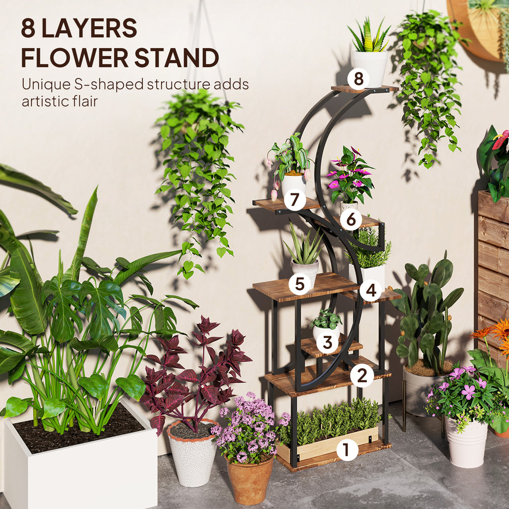 8 Tier Wooden Plant Shelf