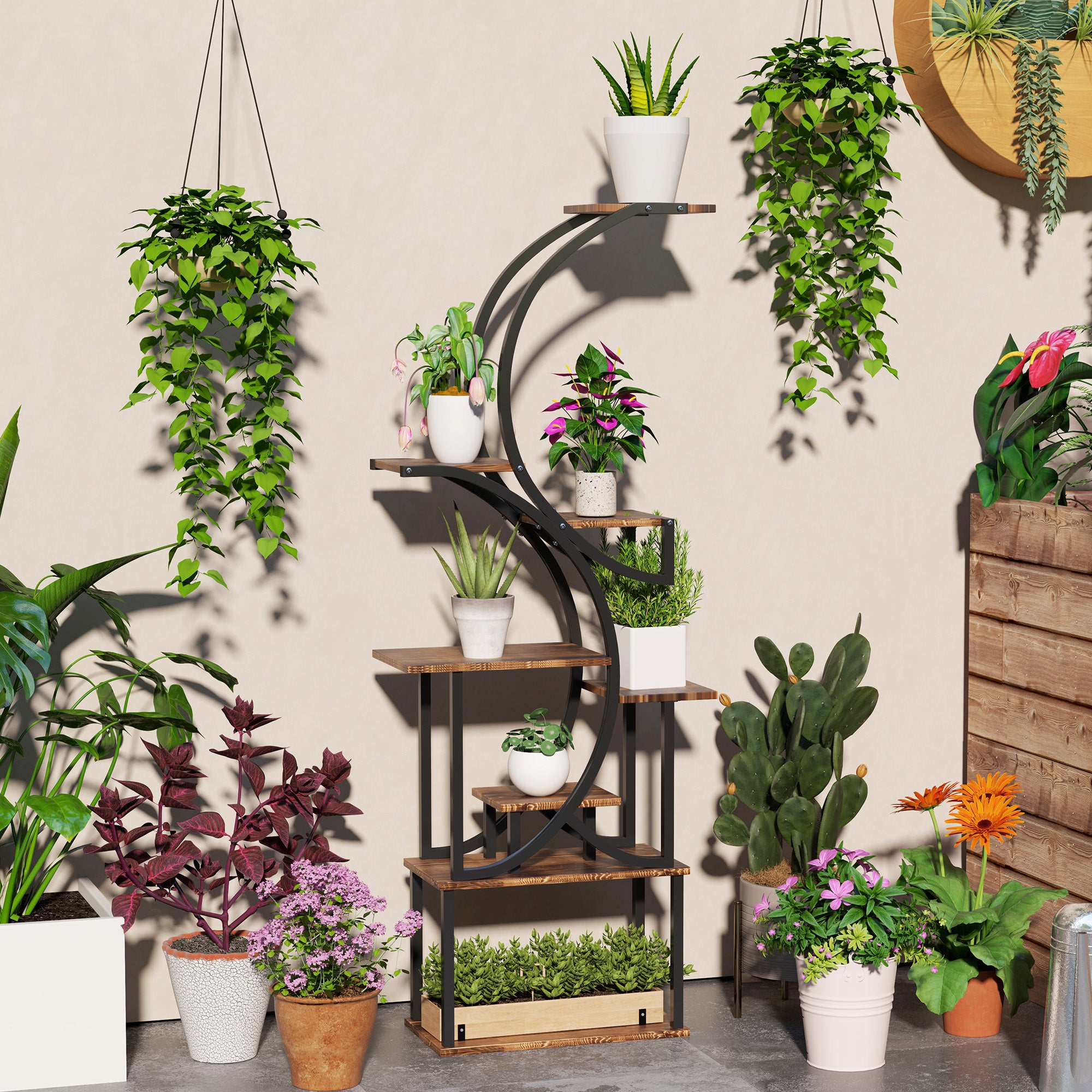 8 Tier Wooden Plant Shelf